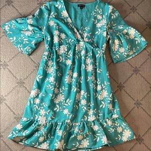Chloe + Rene Floral Teal Mini Dress